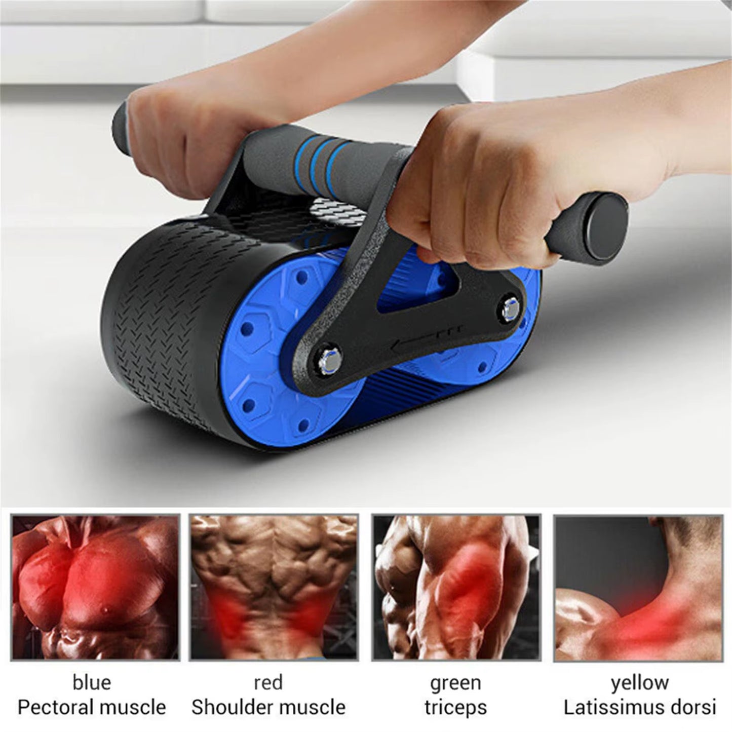 Springback Wheels Roller Domestic Abdominal Exerciser Push‑Up Training Mute Fitness Equipment Blue Fitness Equipment