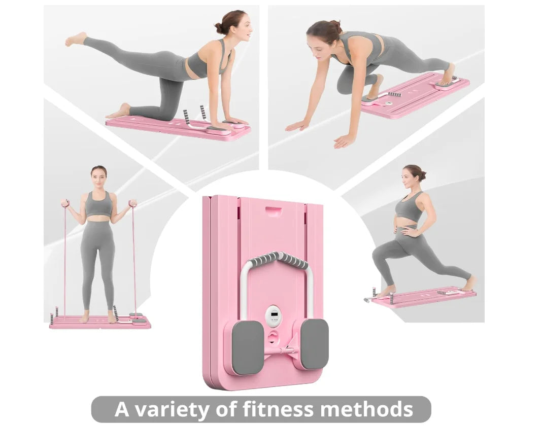 Pilates Board - Pilates Reformer Set, Multi-Purpose Foldable Pilates , 5 in 1 Pilates Sliding Board (Black)