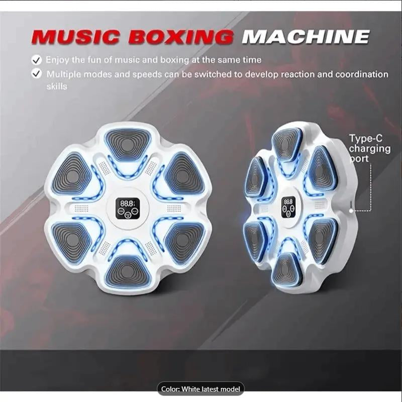 Music Boxing Trainer with Gloves - Interactive Fitness & Reflex Training Gear for Adults, USB Rechargeable, Wireless-Enabled, Wall-Mounted Boxing Target with LED Lights & Sound, and Multi-Directional Punch Tracking for Home Gym Fitness Workout