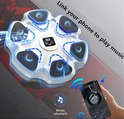 Music Boxing Trainer with Gloves - Interactive Fitness & Reflex Training Gear for Adults, USB Rechargeable, Wireless-Enabled, Wall-Mounted Boxing Target with LED Lights & Sound, and Multi-Directional Punch Tracking for Home Gym Fitness Workout