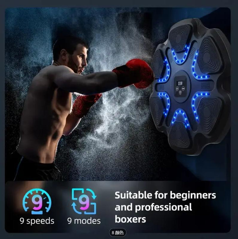 Music Boxing Trainer with Gloves - Interactive Fitness & Reflex Training Gear for Adults, USB Rechargeable, Wireless-Enabled, Wall-Mounted Boxing Target with LED Lights & Sound, and Multi-Directional Punch Tracking for Home Gym Fitness Workout
