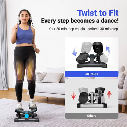 Mini Stepper for Exercise Twist Stair Stepper 330LBS Capacity Stepper Exercise Equipment with Resistance Band for Fitness
