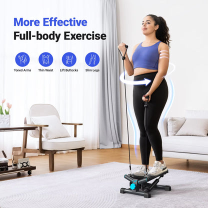 Mini Stepper for Exercise Twist Stair Stepper 330LBS Capacity Stepper Exercise Equipment with Resistance Band for Fitness