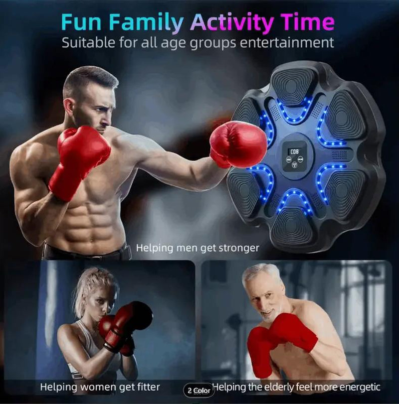 Music Boxing Trainer with Gloves - Interactive Fitness & Reflex Training Gear for Adults, USB Rechargeable, Wireless-Enabled, Wall-Mounted Boxing Target with LED Lights & Sound, and Multi-Directional Punch Tracking for Home Gym Fitness Workout