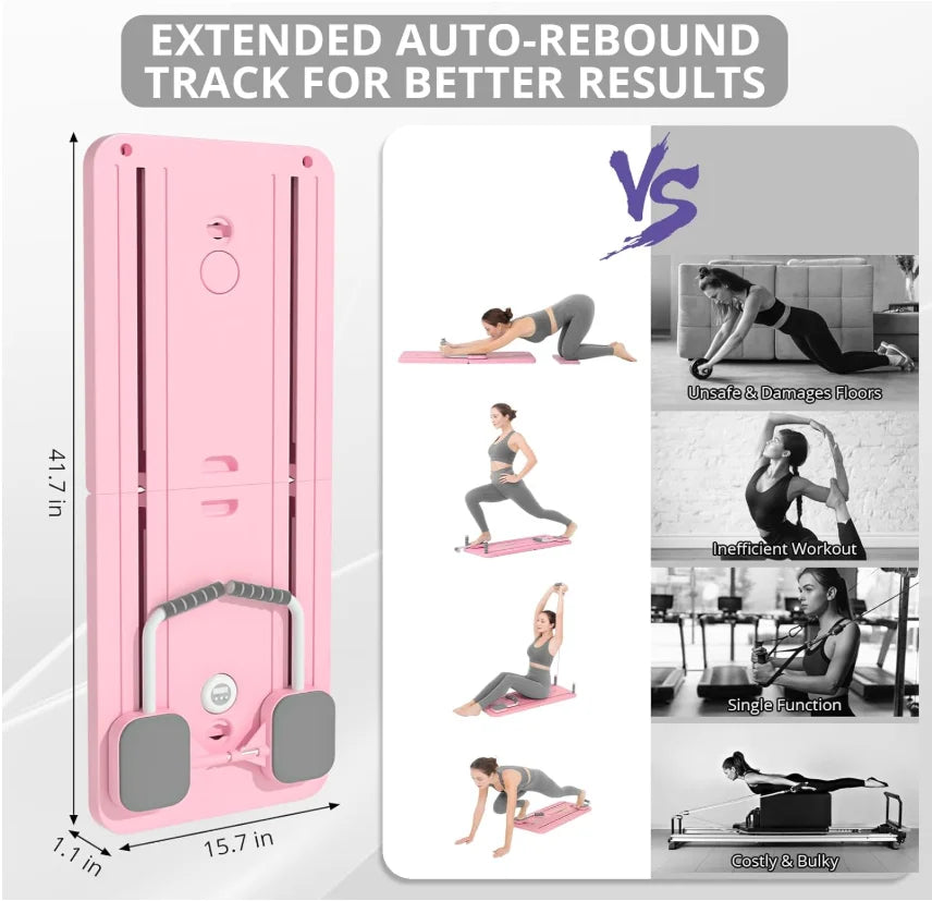 Pilates Board - Pilates Reformer Set, Multi-Purpose Foldable Pilates , 5 in 1 Pilates Sliding Board (Black)