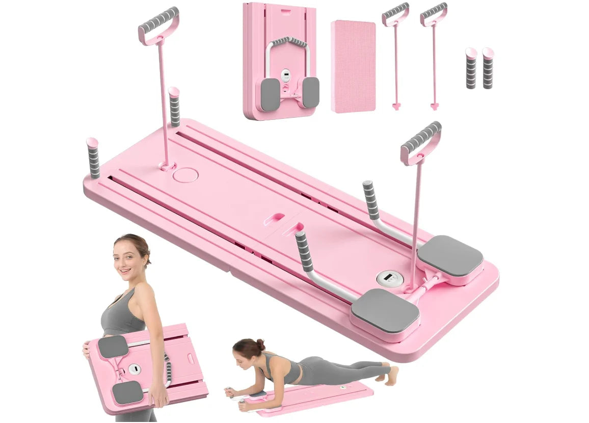 Pilates Board - Pilates Reformer Set, Multi-Purpose Foldable Pilates , 5 in 1 Pilates Sliding Board (Black)